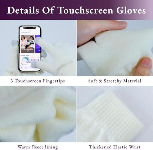 Winter Beanie Hat Scarf Gloves for Women - 3 Peices Warm Fleece Lined Knit Set for Gifts in Saudi Arabia