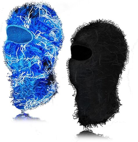 Distressed Balaclava Ski Mask Knitted Full Face Windproof Winter Premium Yeat Ski Mask for Men Women Cream in Saudi Arabia