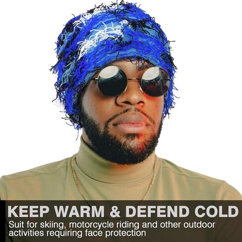 Distressed Balaclava Ski Mask Knitted Full Face Windproof Winter Premium Yeat Ski Mask for Men Women Cream in Saudi Arabia
