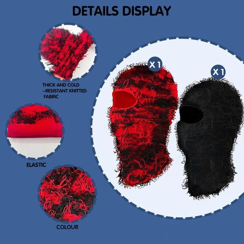 Distressed Balaclava Ski Mask Knitted Full Face Windproof Winter Premium Yeat Ski Mask for Men Women Cream in Saudi Arabia