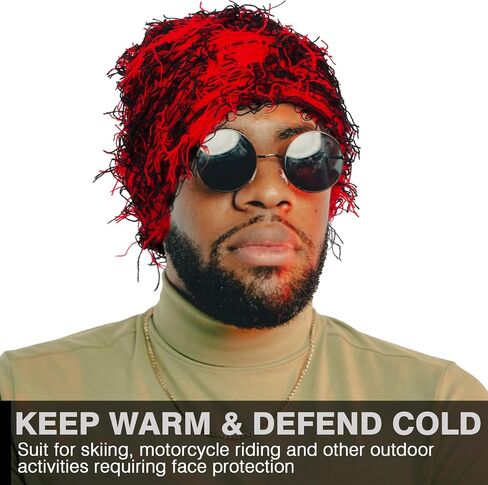 Distressed Balaclava Ski Mask Knitted Full Face Windproof Winter Premium Yeat Ski Mask for Men Women Cream in Saudi Arabia