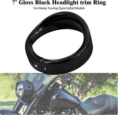 Motorcycle 7 Inch Headlight Trim Ring Visor Style Fit for Harley Touring Road King Street Glide Electra Glide Softail Matte Black in Saudi Arabia