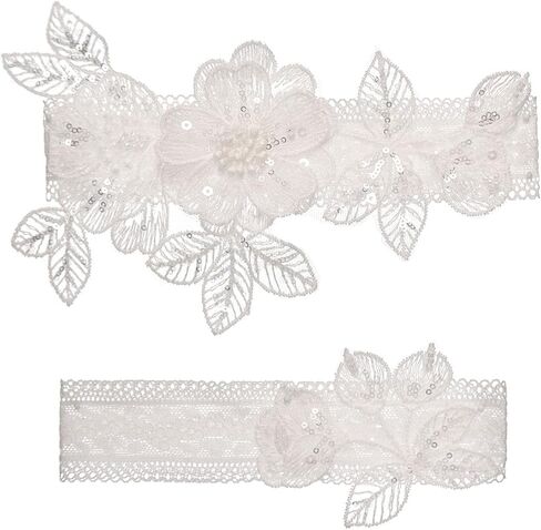 2 Pieces Wedding Garter Set for Bride with Stretchy Soft Lace Band PGT400 in Kuwait