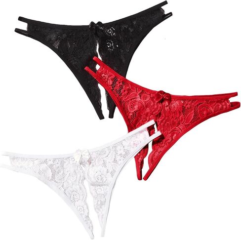 Milumia Women Sexy Panties Pack Crotchless Lingerie Cheeky Naughty Thongs Underwear Set in Saudi Arabia