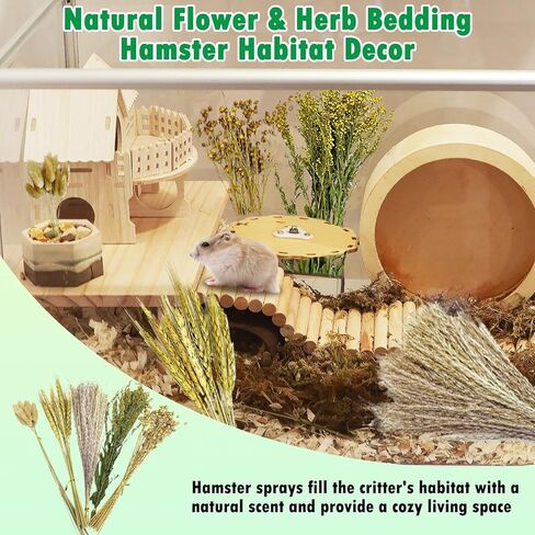 PINVNBY Natural Flower & Herb Bedding Habitat Decor for Hamsters Gerbils Mice Lemming Degus or Other Small Pets (Flower Version) in Kuwait