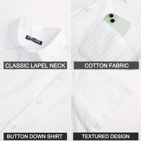 PJ PAUL JONES Mens Button Down Short Sleeve Shirt Summer Casual Cotton Button Up Beach Wedding Shirts in Saudi Arabia