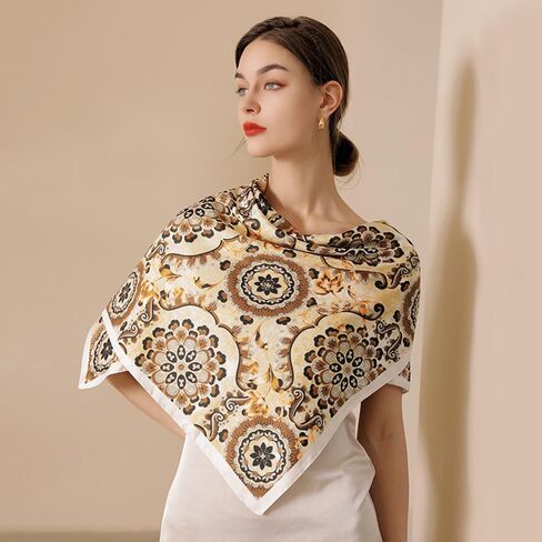 Printed silk scarf small square scarf Fashion pattern female versatile headband accessories scarf wrap headscarf in Saudi Arabia