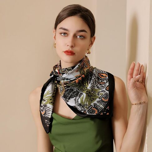 Printed silk scarf small square scarf Fashion pattern female versatile headband accessories scarf wrap headscarf in Saudi Arabia