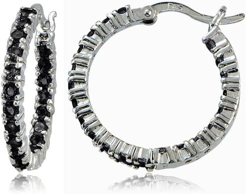 الجنيه الاسترليني فضة مكعب زركونيا 3x20mm جولة هوب أقراط in Kuwait