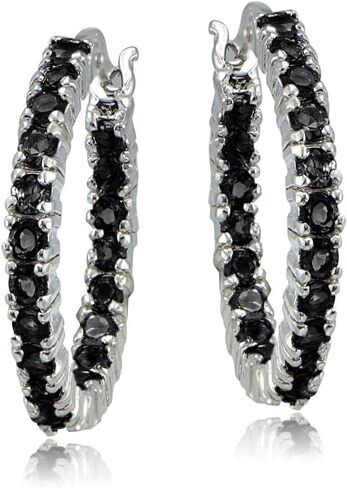 الجنيه الاسترليني فضة مكعب زركونيا 3x20mm جولة هوب أقراط in Kuwait