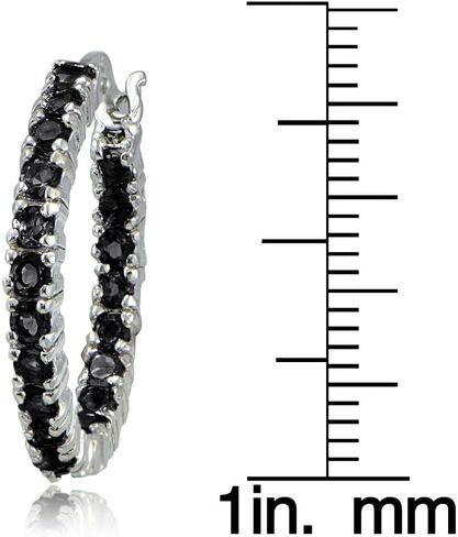 الجنيه الاسترليني فضة مكعب زركونيا 3x20mm جولة هوب أقراط in Kuwait
