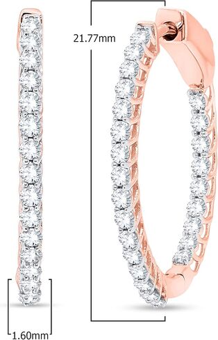 Inside-Outside Hoop Earrings for Women- 1.50 Carat (ctw) White Round Cut Cubic Zirconia 925 Sterling Silver Huggie Hoop Earrings Gift for Her (VVS1 Clarity, D Color) in Kuwait
