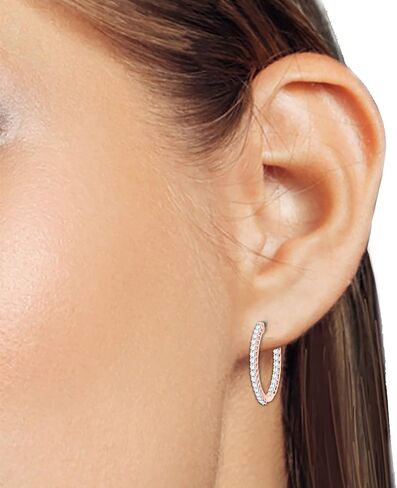 Inside-Outside Hoop Earrings for Women- 1.50 Carat (ctw) White Round Cut Cubic Zirconia 925 Sterling Silver Huggie Hoop Earrings Gift for Her (VVS1 Clarity, D Color) in Kuwait