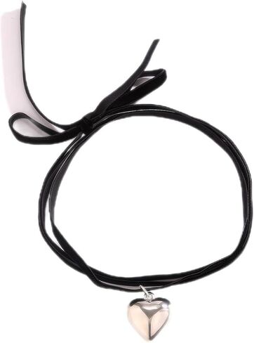 Pingyongchang Simple Chunky Glass Puffy Heart Choker Necklace Coloured Heart Charms Pendant Necklace for Women Party Birthday Trendy Jewelry in Kuwait