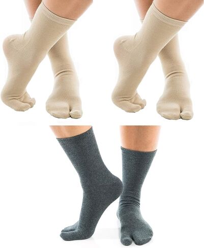 V-Toe Split Toe Flip-Flop Socks - Tabi Premium Cotton Blend Men & Women Sock - Japanese Toe Separated - 3 Pairs in Kuwait