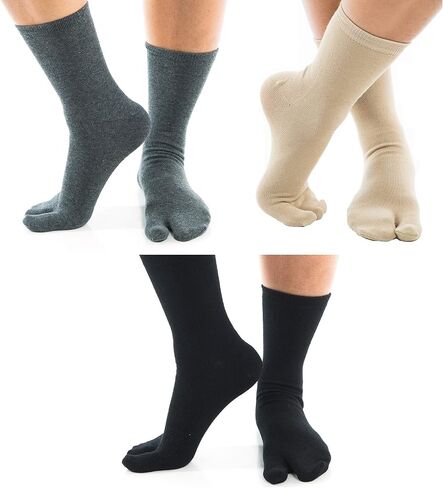 V-Toe Split Toe Flip-Flop Socks - Tabi Premium Cotton Blend Men & Women Sock - Japanese Toe Separated - 3 Pairs in Kuwait