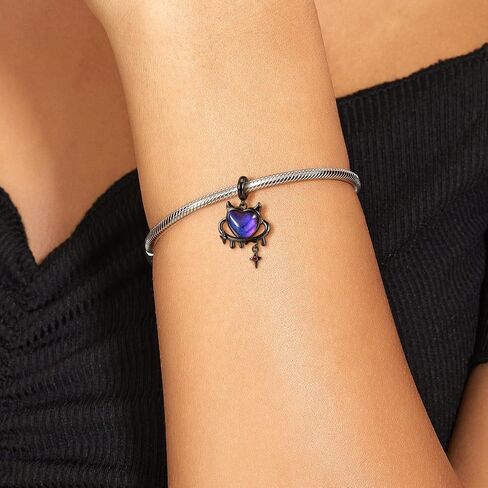 Black Butterfly Charms for Bracelet 925 Sterling Silver Gothic Punk Butterfly Charms for European Snake Charm Bracelet Necklace for Valentines Easter Day Gifts in Saudi Arabia