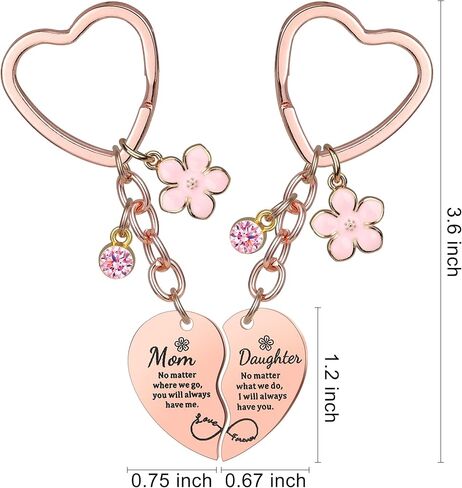 2 Pcs Mother Daughter Heart Matching Keyring Keychain Set Gifts For Mom Mothers Day Gifts from Daughter in Saudi Arabia