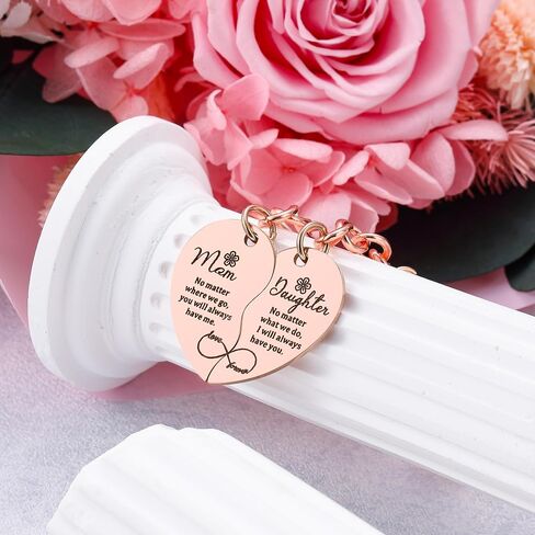 2 Pcs Mother Daughter Heart Matching Keyring Keychain Set Gifts For Mom Mothers Day Gifts from Daughter in Saudi Arabia