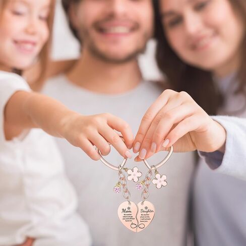 2 Pcs Mother Daughter Heart Matching Keyring Keychain Set Gifts For Mom Mothers Day Gifts from Daughter in Saudi Arabia