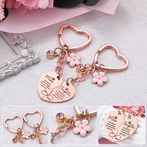 2 Pcs Mother Daughter Heart Matching Keyring Keychain Set Gifts For Mom Mothers Day Gifts from Daughter in Saudi Arabia
