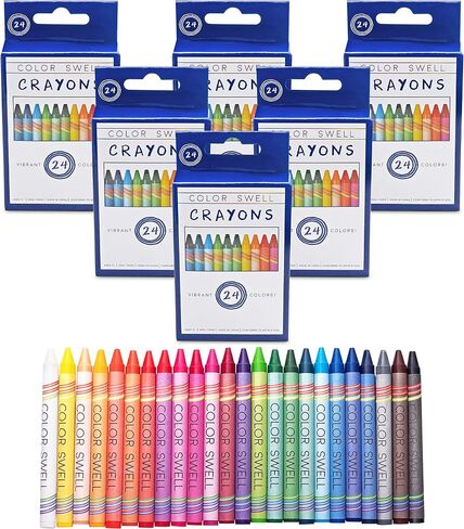 Color Swell Bulk Crayon Classpack - 1680 قلم تلوين في 24 لونًا نابضًا بالحياة من جودة المعلم، أقلام تلوين كبيرة متينة للفصل الدراسي والمنزل in Kuwait