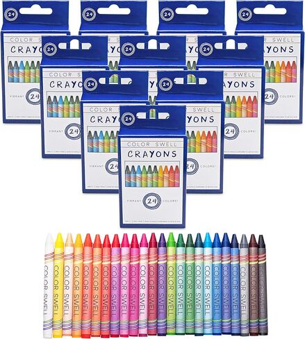 Color Swell Bulk Crayon Classpack - 1680 قلم تلوين في 24 لونًا نابضًا بالحياة من جودة المعلم، أقلام تلوين كبيرة متينة للفصل الدراسي والمنزل in Kuwait