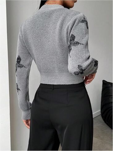 GORGLITTER Women's Cute Cardigan Butterfly Long Sleeve Button Front V Neck Knit Sweater Cardigan in Saudi Arabia