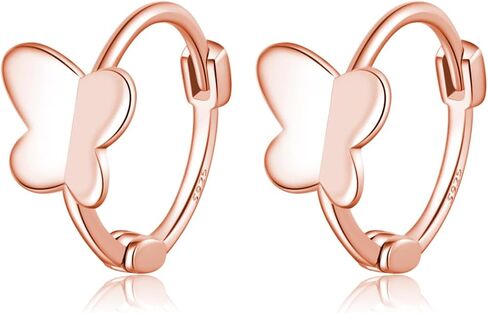 Reffeer Solid 925 Sterling Silver Butterfly Hoop Earrings for Women Cute Butterfly Hoop Earrings Huggie in Saudi Arabia