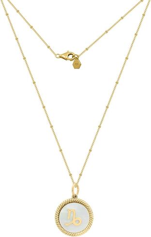 J'ADMIRE 14K Yellow Gold Clad Sterling Silver Mother of Pearl Astrology Horoscope Zodiac Sign Round Pendant Necklace for Women Mother's Day Gift in Saudi Arabia