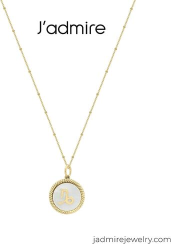 J'ADMIRE 14K Yellow Gold Clad Sterling Silver Mother of Pearl Astrology Horoscope Zodiac Sign Round Pendant Necklace for Women Mother's Day Gift in Saudi Arabia