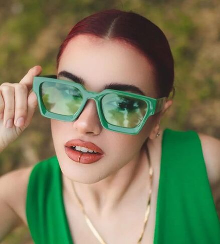 نظارات شمسية مربعة سميكة من NULOOQ للنساء - نظارات شمسية مستطيلة مكتنزة عصرية للرجال بظلال سوداء in Kuwait