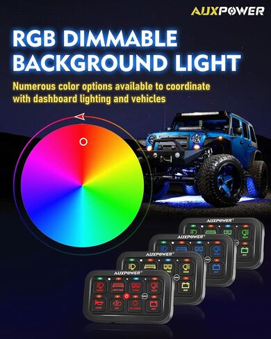 RGB 8 Gang Switch Panel Toggle Momentary Pulsed Switch Pod A28 Multifunction Offroad Switch Automatic Dimmable Circuit Control Relay System for Car Truck UTV ATV SUV Waterproof in Saudi Arabia