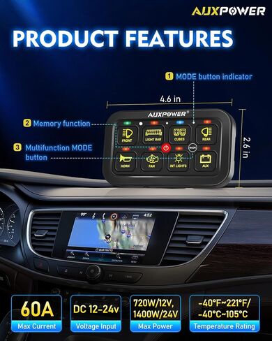 RGB 8 Gang Switch Panel Toggle Momentary Pulsed Switch Pod A28 Multifunction Offroad Switch Automatic Dimmable Circuit Control Relay System for Car Truck UTV ATV SUV Waterproof in Saudi Arabia
