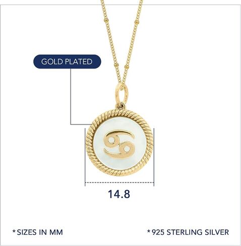 J'ADMIRE 14K Yellow Gold Clad Sterling Silver Mother of Pearl Astrology Horoscope Zodiac Sign Round Pendant Necklace for Women Mother's Day Gift in Saudi Arabia