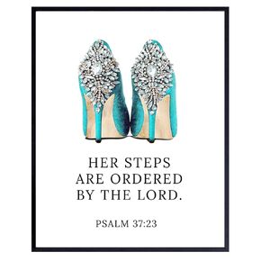 Religious Wall Art For Home 11x14 - Bible Verse Wall Decor - Catholic Wall Decor - Holy Scripture Wall Art - spiritual Gifts - Inspirational Quotes - Light Blue - God Wall Decor for Women - Unframed