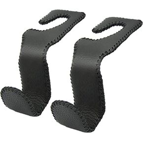 Headrest Hooks for Car, Car Purse Hook Holder,2 PCS Leather Purse Holder for Car,Car Back Seat Headrest Hanger Vehicle Black Leather Storage