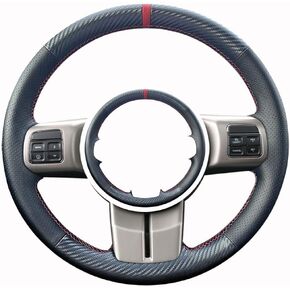 Carbon Fiber Steering Wheel Cover Fit for 2011-2016 Jeep Compass / 2011-2015 Patriot / 2011-2016 Wrangler / 2011-2013 Grand Cherokee Laredo / 2011 2012 Liberty Interior Accessories