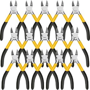 Lasnten 15 Pcs 5" Wire Cutters Precision Cutting Pliers Side Diagonal Cutters Small Wire Clippers Spring Loaded Flush Cut Snips with Nonslip Handle for DIY Jewelry Making Crafting Model Kits Zip Ties