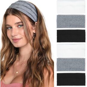 Headbands for Women Wide Non Slip Boho Head Bands Elastic Thick Soft Hairbands Fashion Workout Yoga Hair Accessories, 6 Pack