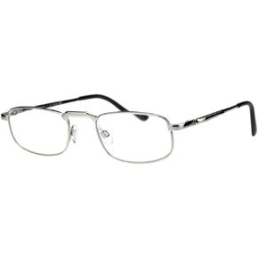 Mens Pocket Clip Arm Spring Hinge Rectangular Metal Rim Reading Glasses in Kuwait