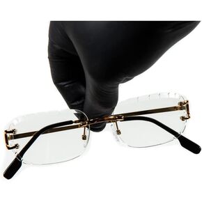 Street Knitted Rectangular Unisex Rimless Gold Wire Frame Luxury Trendy Old School Retro 90's Frameless Gem Cut Clear Lens Hip Hop Diamond Cut Eye Glasses For Men Women