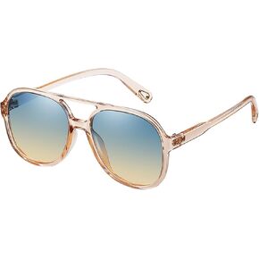 Onrtry Retro Polarized Aviator Sunglasses for Women Men Classic 70s Vintage Trendy Square Sun Glasses Shades