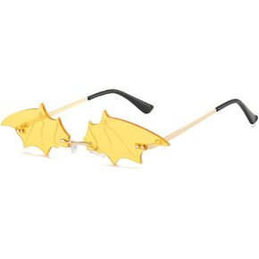 نظارات شمسية كلاسيكية بدون إطار من LASPOR للنساء والرجال نظارات صغيرة عتيقة على شكل خفافيش نظارات معدنية جديدة بدون إطار حماية من الأشعة فوق البنفسجية 400