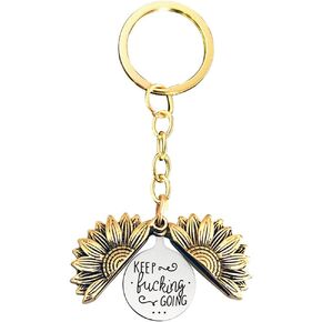 Inspirational Sunflower Jewelry for Women Gifts Keep Fucking Going Keychain Birthday Christmas Gifts for Women Men