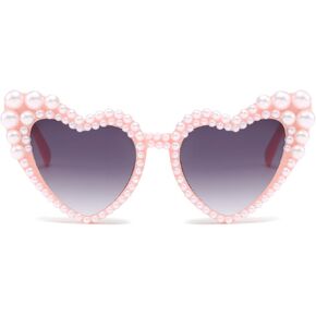 LJCZKA Luxury Rhinestone Heart Sunglasses for Women Sparkling Crystal Love Sun Glasses Bling Party Festival Sunglasses