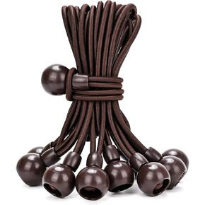Ball Bungee Cords with Elastic String, Smooth Bungee Ball, for Tents, Canopies, Tarp, Straps, Poles, Wires, and Roller Blinds. (20 Piece，6inch，Beige)
