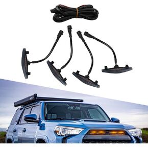 cueclue Pack-4 Car Front Grille LED Lights, 3.7" x 0.59" Front Bumper Light with Harness, ABS Waterproof Grid Decorative Lights for 2014-2022 Toyota 4Runner TRD Pro Grille (White)