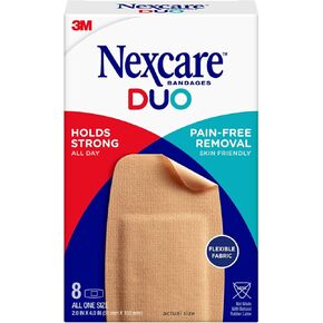 Nexcare DUO Bandages, Flexible Fabric, Summer Activities, Schools, Camps, Hold Strong 24 Hours, Pain Free Removal, Ready For Summer Cuts, And Wounds, Case Of Knee And Elbow, 192 Count
