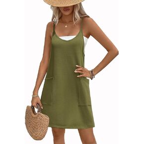 Zeagoo Women Summer Dresses Casual Beach Vacation Dress Adjustable Strap Floral V Neck Boho Sundress with Pockets for Short